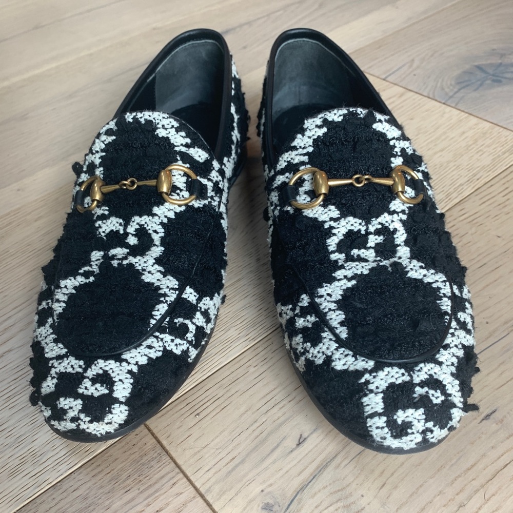 Gucci Jordaan Tweed Loafers